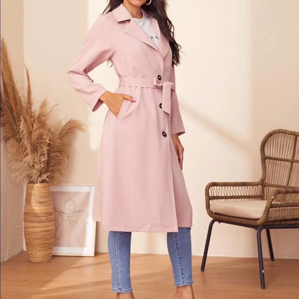 pink trench coat